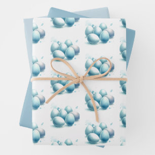 Weich blaue Aquarelleier Ostereier Wrapping Paper Geschenkpapier Set