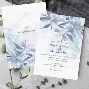 Weich blaue Aquarellfarben Blätter zum Hochzeitsem Einladung