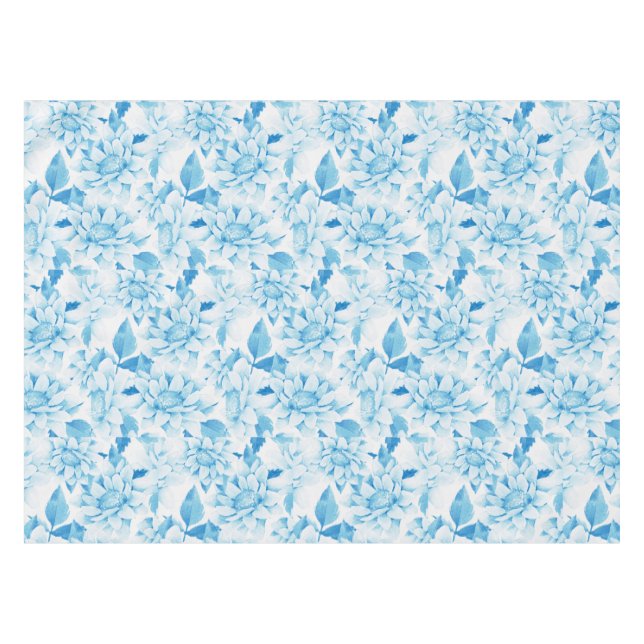 Weich blaue Floral Tischdecke (Vorderseite (Horizontal))