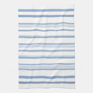 Weich blaue und weiße Aquarell-Streifen Geschirrtuch