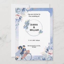 Weich blaue und weiße Blütenblütenhochzeit Save The Date