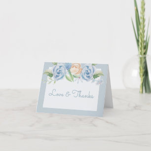 Weich blaue Wasserfarbe geätzte Blüte Dankeskarte