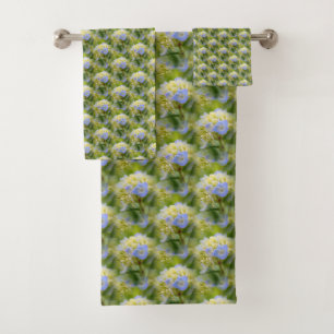Weich blaues Hydrangea-Blume Naturmuster Badhandtuch Set