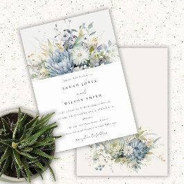 Weich blaugrüne Sukkulatur Botanische Hochzeit mit Einladung