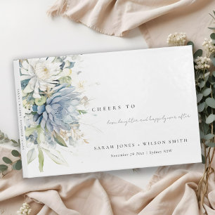 Weich blaugrüne Sukkulatur Botanische Hochzeit mit Gästebuch
