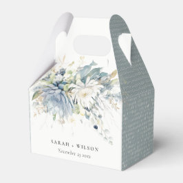 Weich blaugrüne Sukkulatur Botanische Hochzeit mit Geschenkschachtel