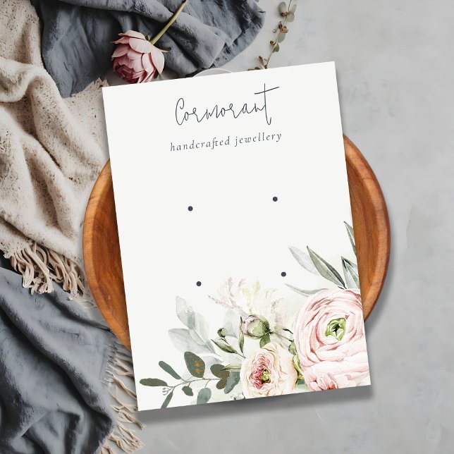 Weich blütiger grüner Peony Floral 2 Earring Holde Visitenkarte (Von Creator hochgeladen)