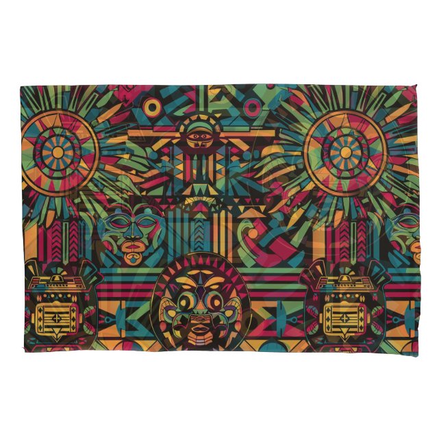 Weich-Cyan "Eclipsed Suns and Pyramids" Cotton Pil Kissenbezug (Vorderseite)
