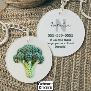 Weich eleganter Minimalistischer Crochet Broccoli Schlüsselanhänger