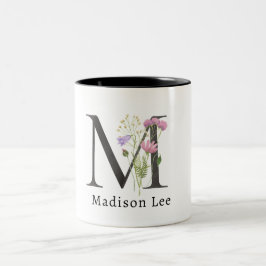 Weich florrosa Lila Alphabete Name Letter M Zweifarbige Tasse
