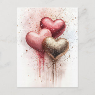 Weich gefärbter Glitzer Herzens Valentinus Gruß Postkarte