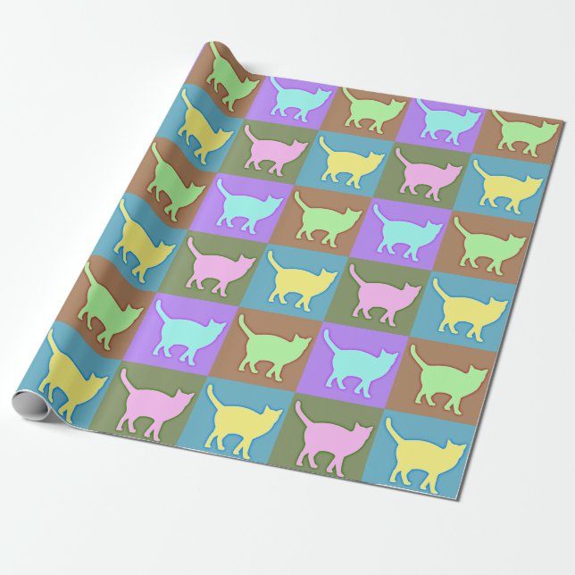 Weich gefärbter Pop Art Cats Geschenkpapier (Ungerollt)