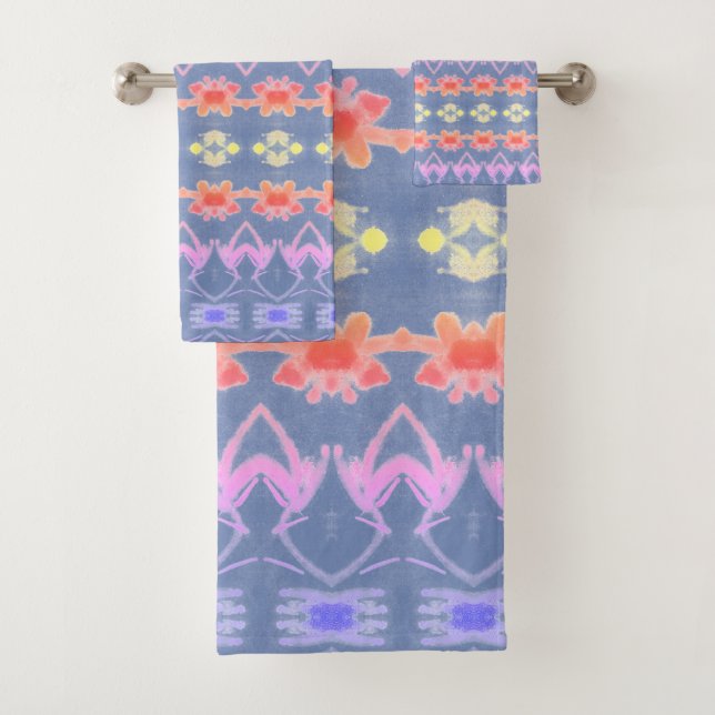 Weich gefärbtes Muster mit blau Badhandtuch Set (Insitu)