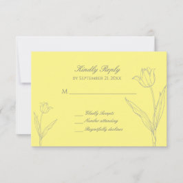 Weich gelbe und graue Minimalistische Tulip-Hochze RSVP Karte