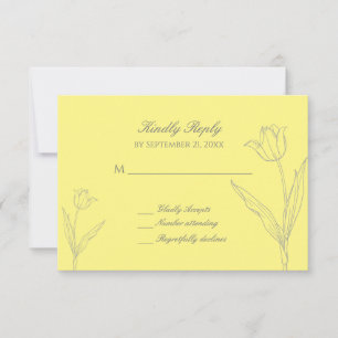 Weich gelbe und graue Minimalistische Tulip-Hochze RSVP Karte