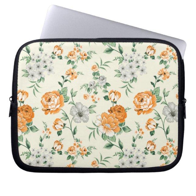 Weich gelber Garten Blumenmuster Laptopschutzhülle (Vorderseite)