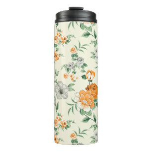 Weich gelber Garten Blumenmuster Thermosbecher