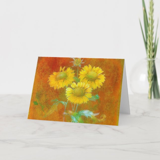 Weich gestrichene Sonnenblumen Karte (Vorderseite)