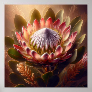 Weich getönte King Protea Blüte in künstlerischer  Poster