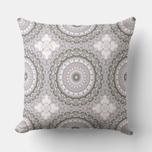 Weich, grau und rot - Rosa Mandala Kissen
