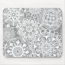 Weich-Grau-Weiß-Mandala-Muster Mousepad