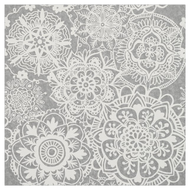 Weich-Grau-Weiß-Mandala-Muster Stoff (Muster)