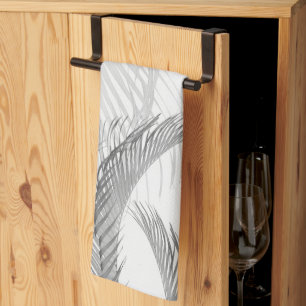 Weich graue Schwarz-weiße Federpalme Bliss 1 Geschirrtuch