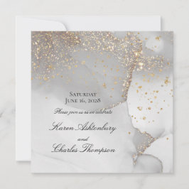 Weich graue und glänzende Gold Moderne Hochzeit Einladung