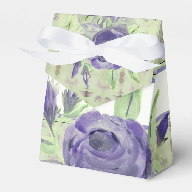 Weich grün mit Lila Rose Geschenkschachtel (Vorderseite)