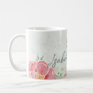 Weich grün und rosa Glitzer Floral 16 . Geburtstag Kaffeetasse