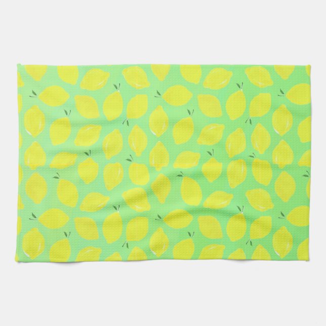 Weich grüne, mit Lemons-Geschirr verkleidete Handt Geschirrtuch (Horizontal)