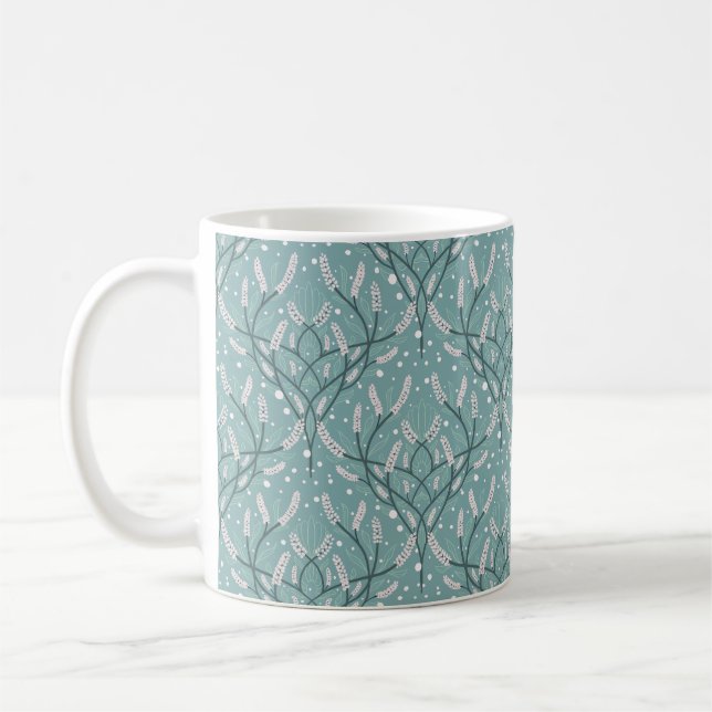 Weich grünes Botanisches Weinmuster Kaffeetasse (Links)