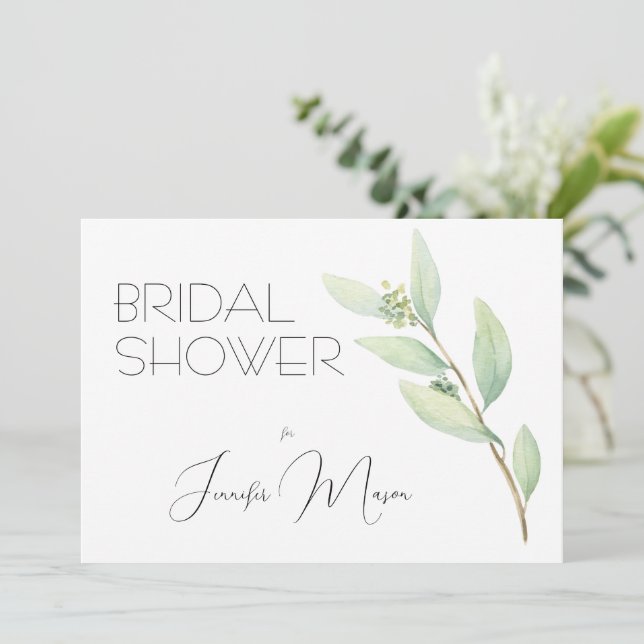 Weich grünes Brautparty Einladung (Stehend Vorderseite)