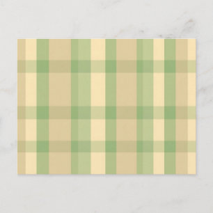 Weich grünes und Beige Kariertes Muster Postkarte