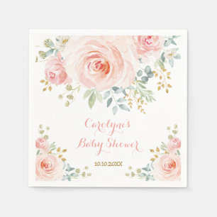 Weich Pastel Pink Blush Aquarell Rose Babydusche Serviette