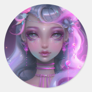 Weich Pastel Pink Fairy Runder Aufkleber