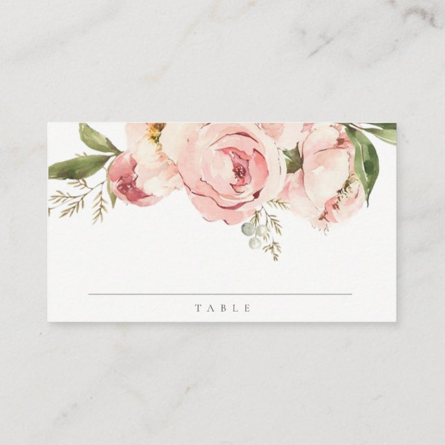 Weich Pastel Rose Blumenkreuz Taufe Platzkarte (Rückseite)