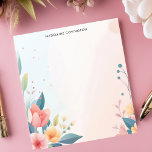 Weich Pastell Floral Corner Border Personalisiert  Notizblock<br><div class="desc">Fügen Sie Ihrer Korrespondenz mit diesem personalisierten Notizblock eine Touch zarter Schönheit hinzu. Das Design ist mit einem weichen, pastellfarbenen Blumenmuster gestaltet, das einen charmanten Eckrahmen schafft. Die helle und luftige Ästhetik ist perfekt für eine Vielzahl von Anwendungen. Passen Sie dieses Notizblock mit Ihrem eigenen Text für eine persönliche Touch...</div>