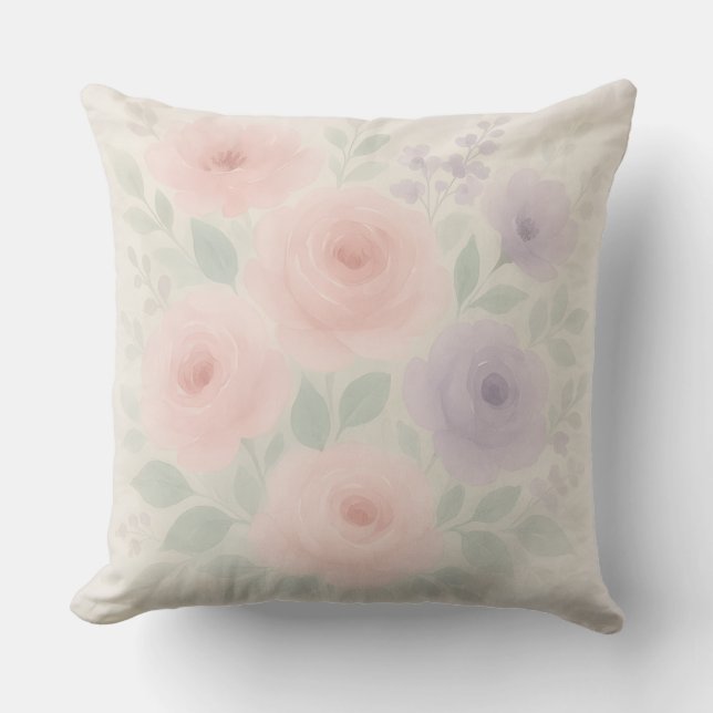 Weich Pastell floral dekoratives Kissen (Vorderseite)