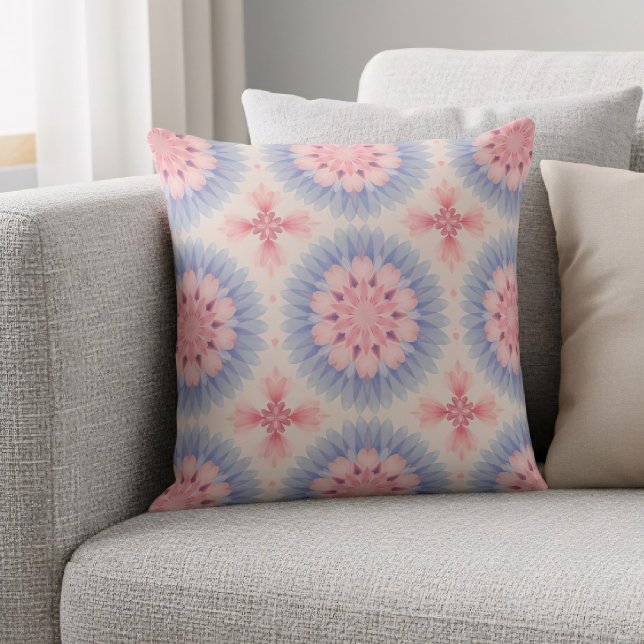 Weich Pastell Pink Blau Kaleidoskop Muster Kissen (Von Creator hochgeladen)