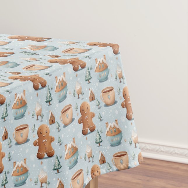 Weich pastellblau braun Weihnachtskuchen Männer Tischdecke (Beispiel)