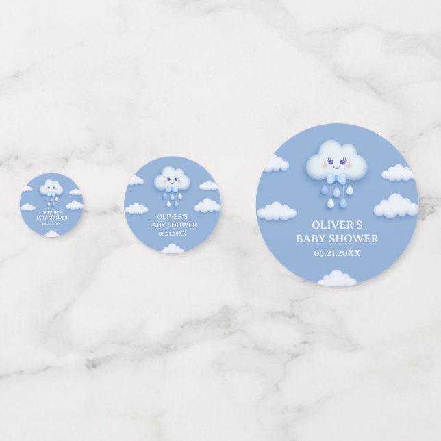 Weich pastellblaue Wolke 9 Junge Babydusche Confet Konfetti (Vorderseiten)