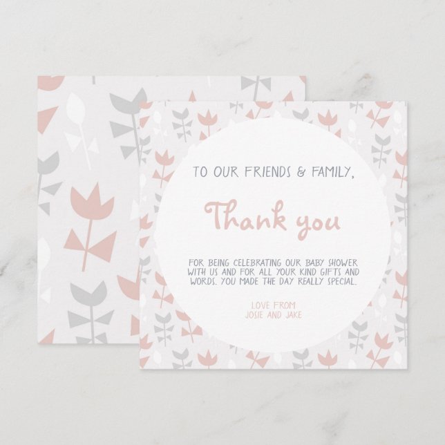 Weich pastellfarbene Blume Babydusche Einladung (Vorne/Hinten)