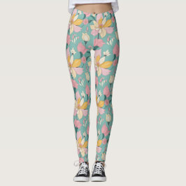 Weich pastellfarbene Blumenmuster Leggings