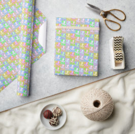 Weich pastellfarbene Schnuller-Quadrate für Babydu Geschenkpapier