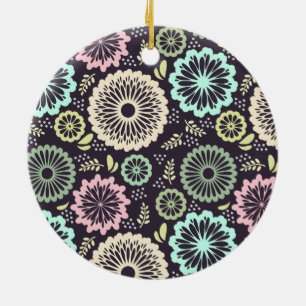 Weich pastellrosa und aquamarine Blume Vintag Bota Keramikornament