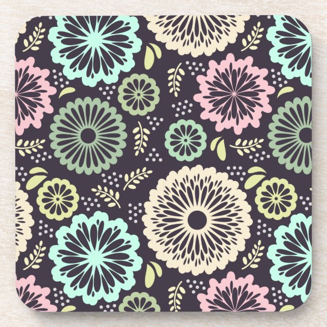 Weich pastellrosa und aquamarine Blume Vintag Bota Untersetzer (Vorderseite)