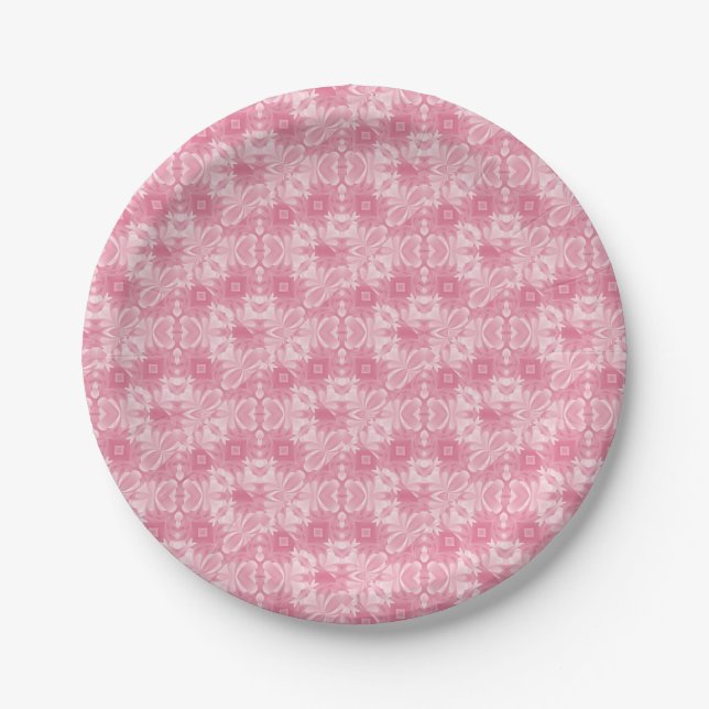 Weich rosa Abstrakte Herzen und Diamanten Pappteller (Vorderseite)
