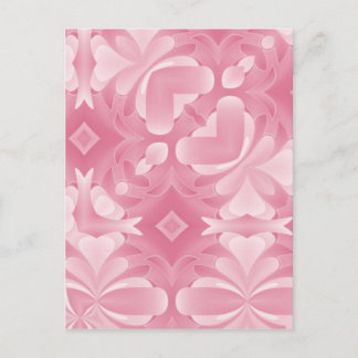 Weich rosa Abstrakte Herzen und Diamanten Postkarte