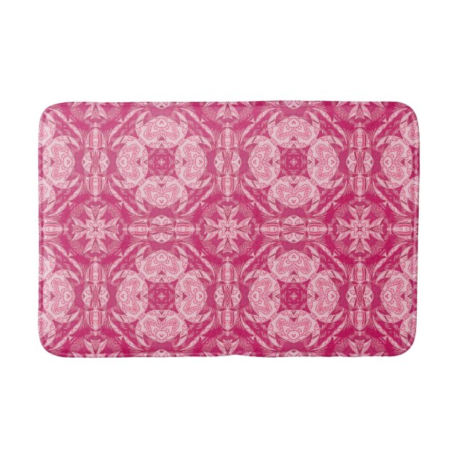 Weich rosa Abstraktes Mandala-Muster Badematte (Vorderseite)